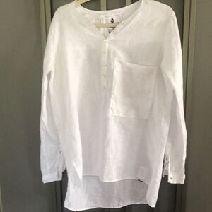 Claudio Milano White linen luxury Hi lo linen tunic blouse. Size S